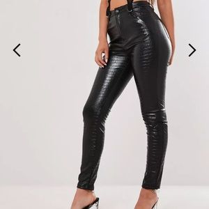 MISGUIDED croc leather pants
